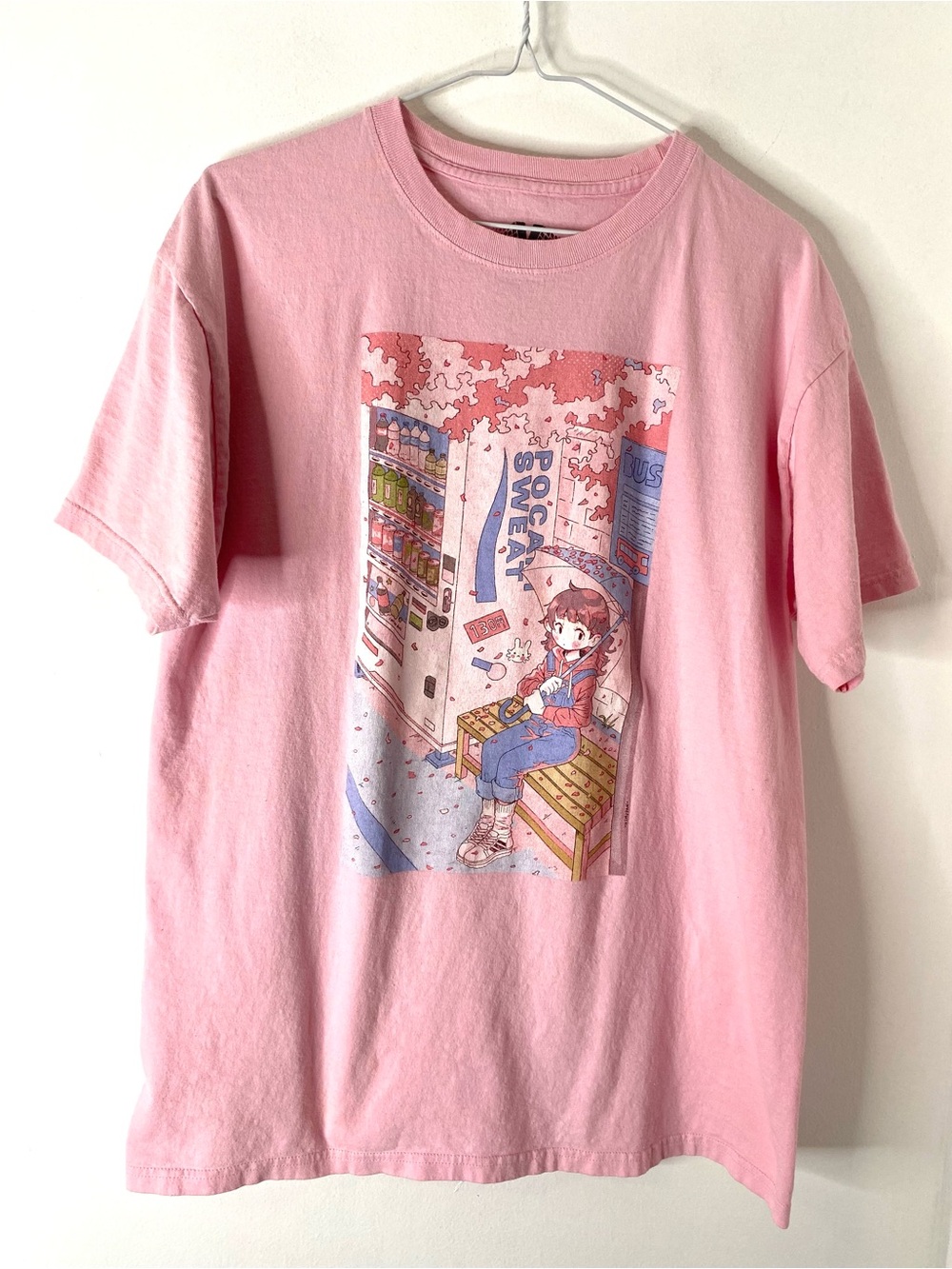 Vapor95 Cherry Blossom Rain Pink Anime Graphic Tee Kawaii Vaporwave Shirt
